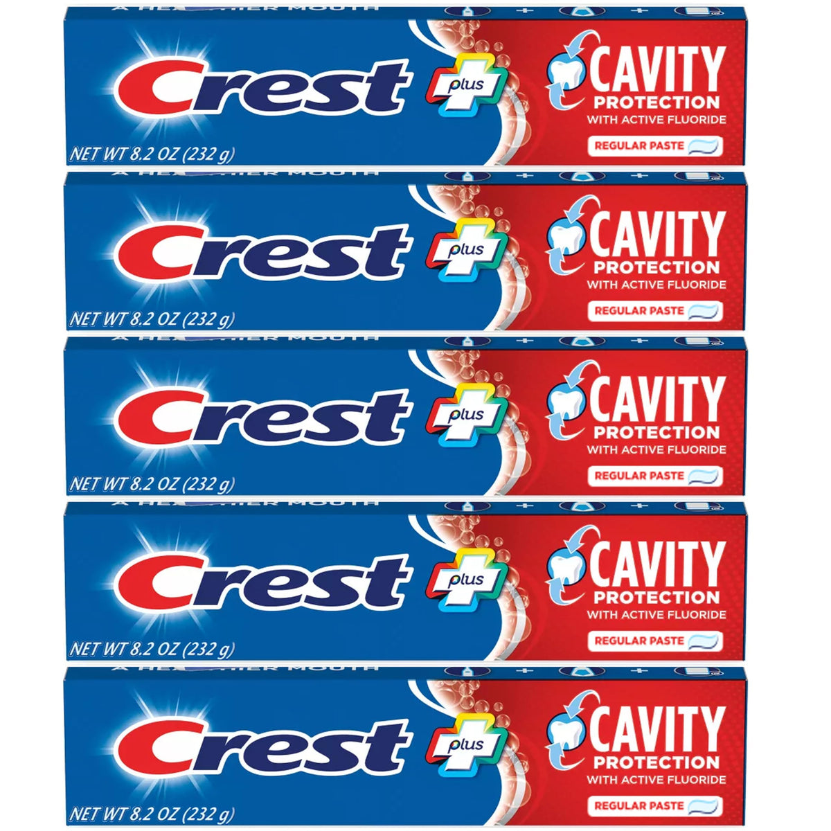 Pasta dental Crest regular en tubo 8.2 oz para uso familiar diario.