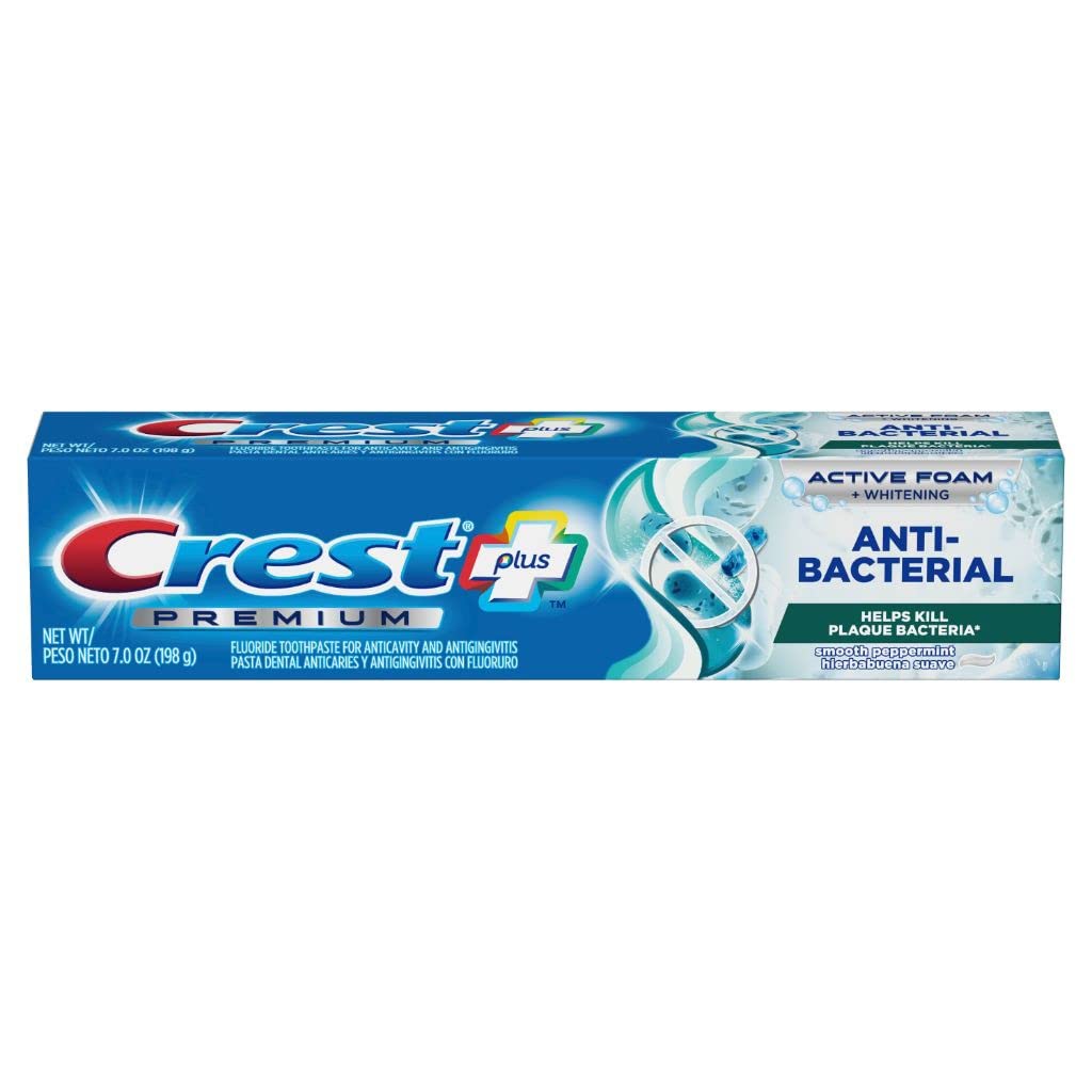 Crest Premium Plus dentifrico antibacteriano, paquete de 3: conveniencia para la familia