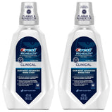 Crest Pro-Health Clinical enjuague bucal mentolado, paquete de dos para uso diario.