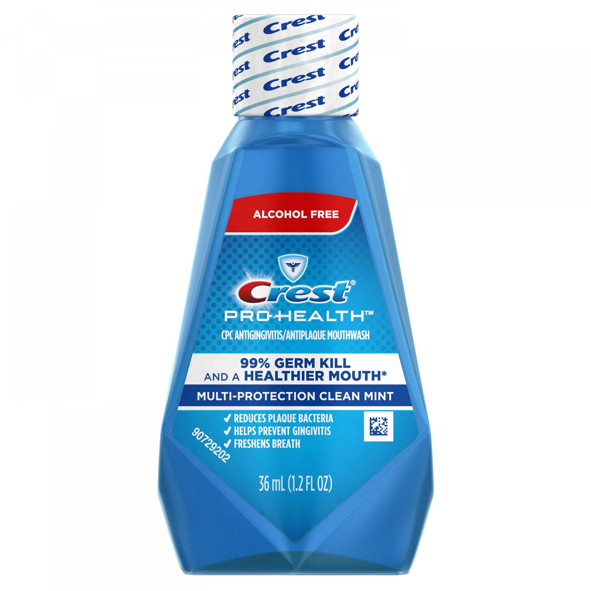 Crest Pro-Health enjuague bucal en botella plástica tamaño viaje, ideal para viajes.