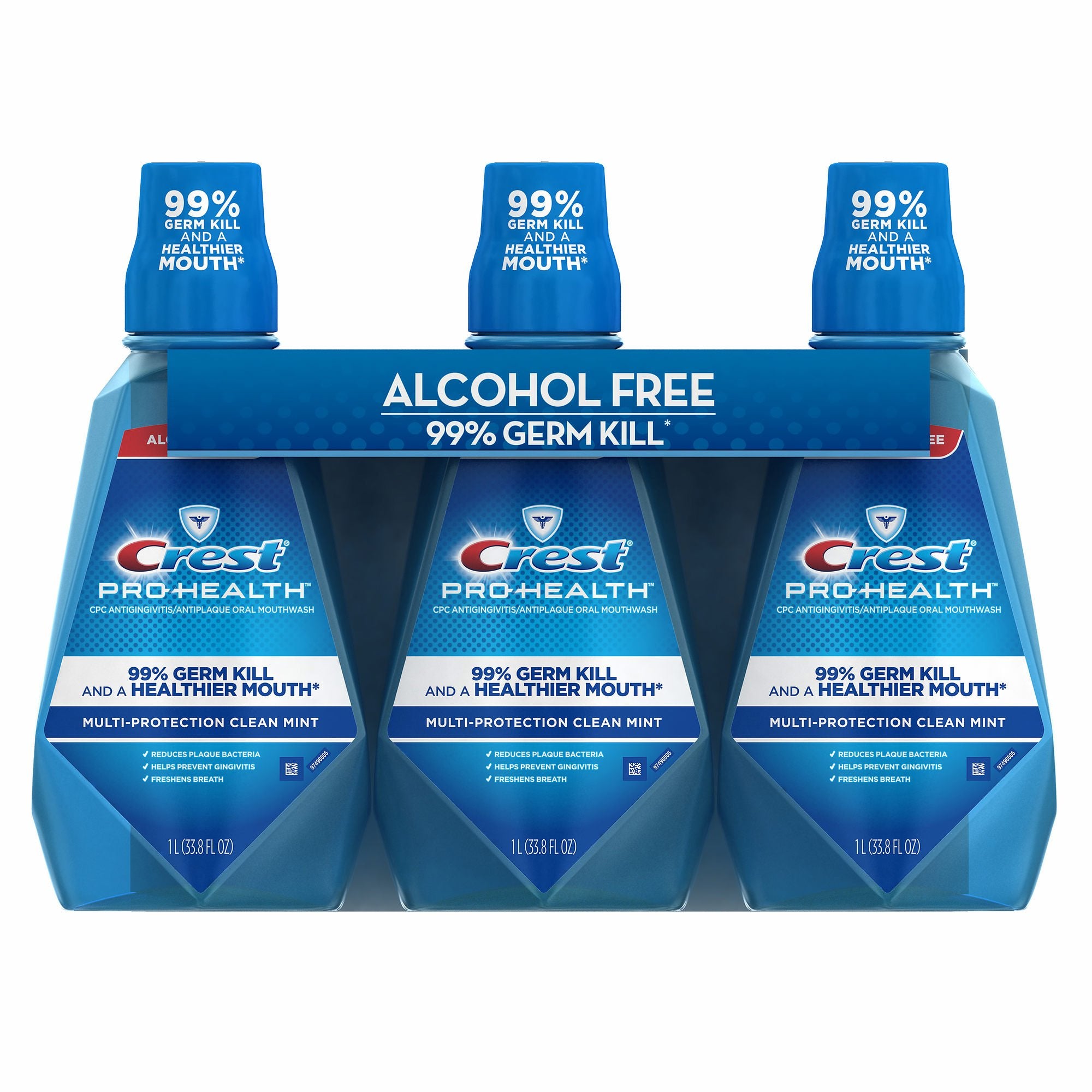 Crest Pro-Health Multiproteccion, enjuague bucal, conjunto de 3 botellas de 1 litro para proteccion diaria