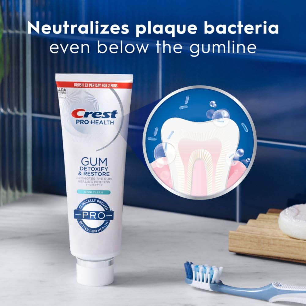 Pasta dental Crest Pro-Health con efecto antibacterial para dientes más protegidos.