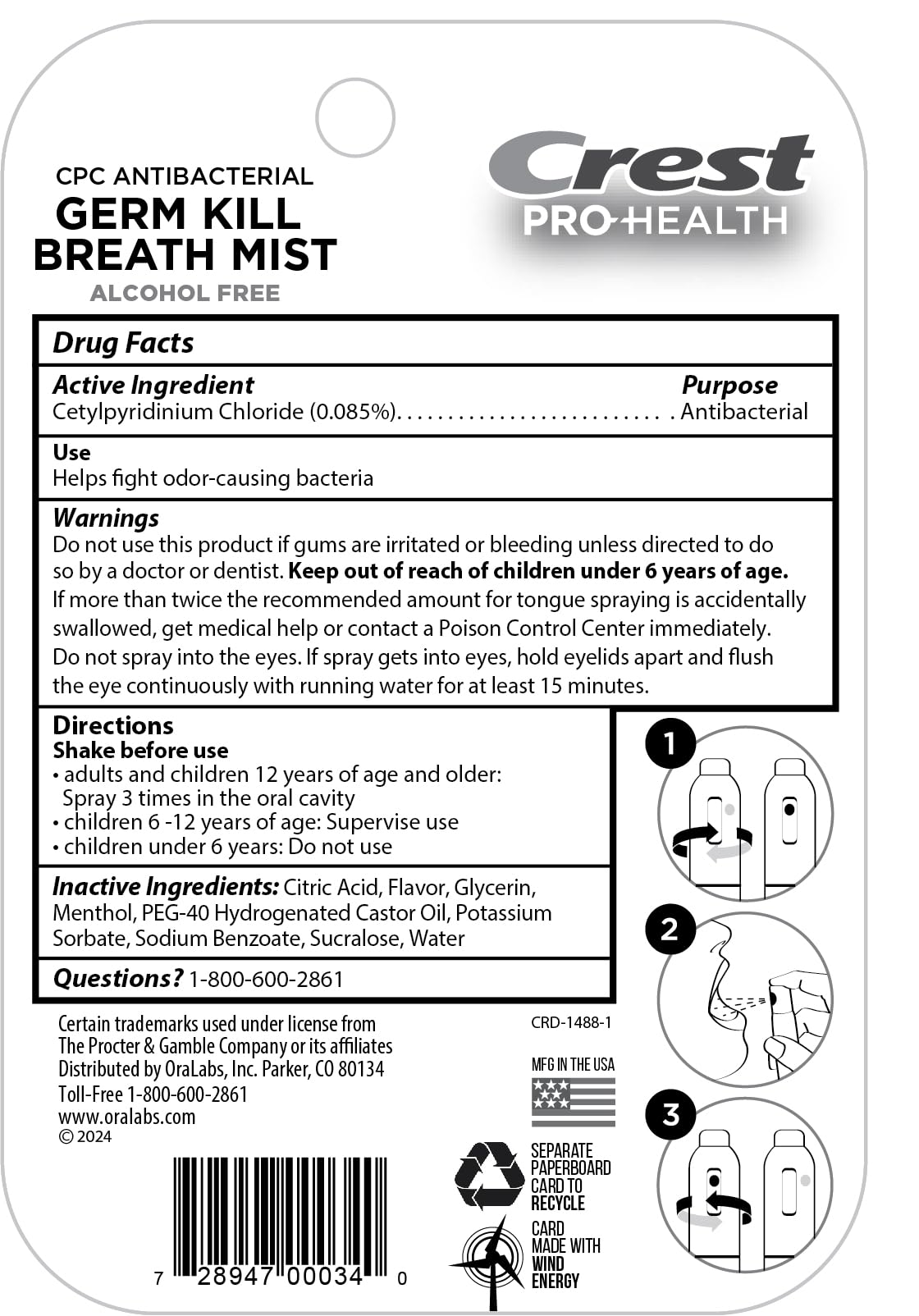 Crest Pro-Health spray bucal tamaño práctico para bolso