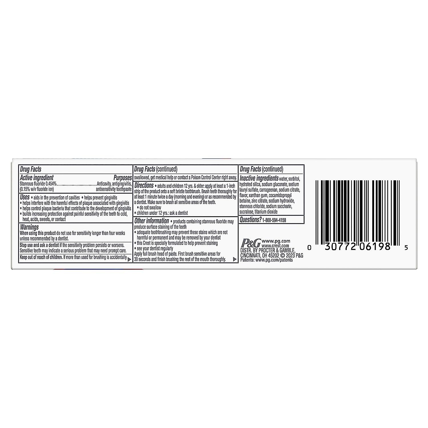 Crest Pro-Health tubo de 3.7 oz para uso en casa.