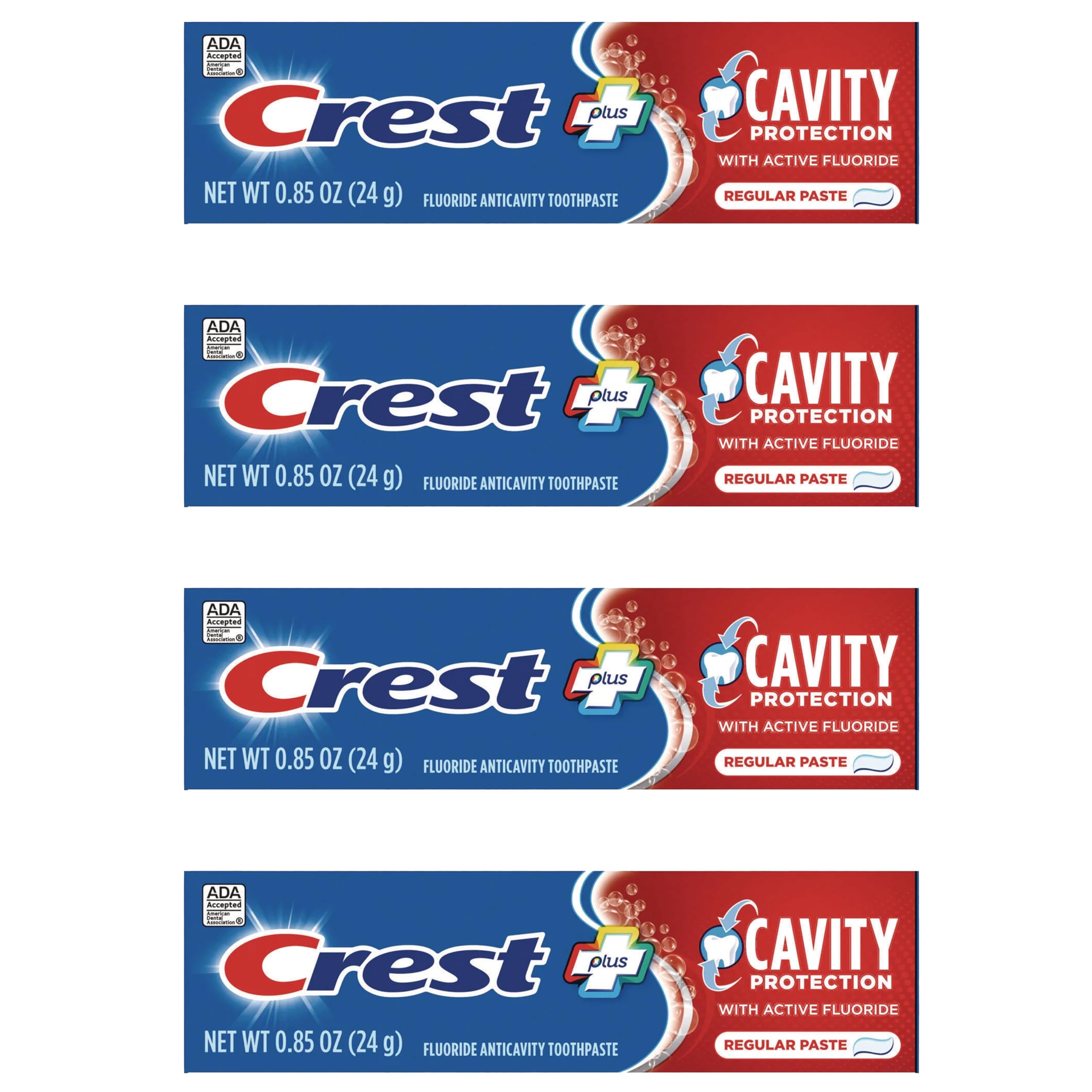 Crest Protección contra caries: tubo de viaje, pack de 4 para movilidad diaria.
