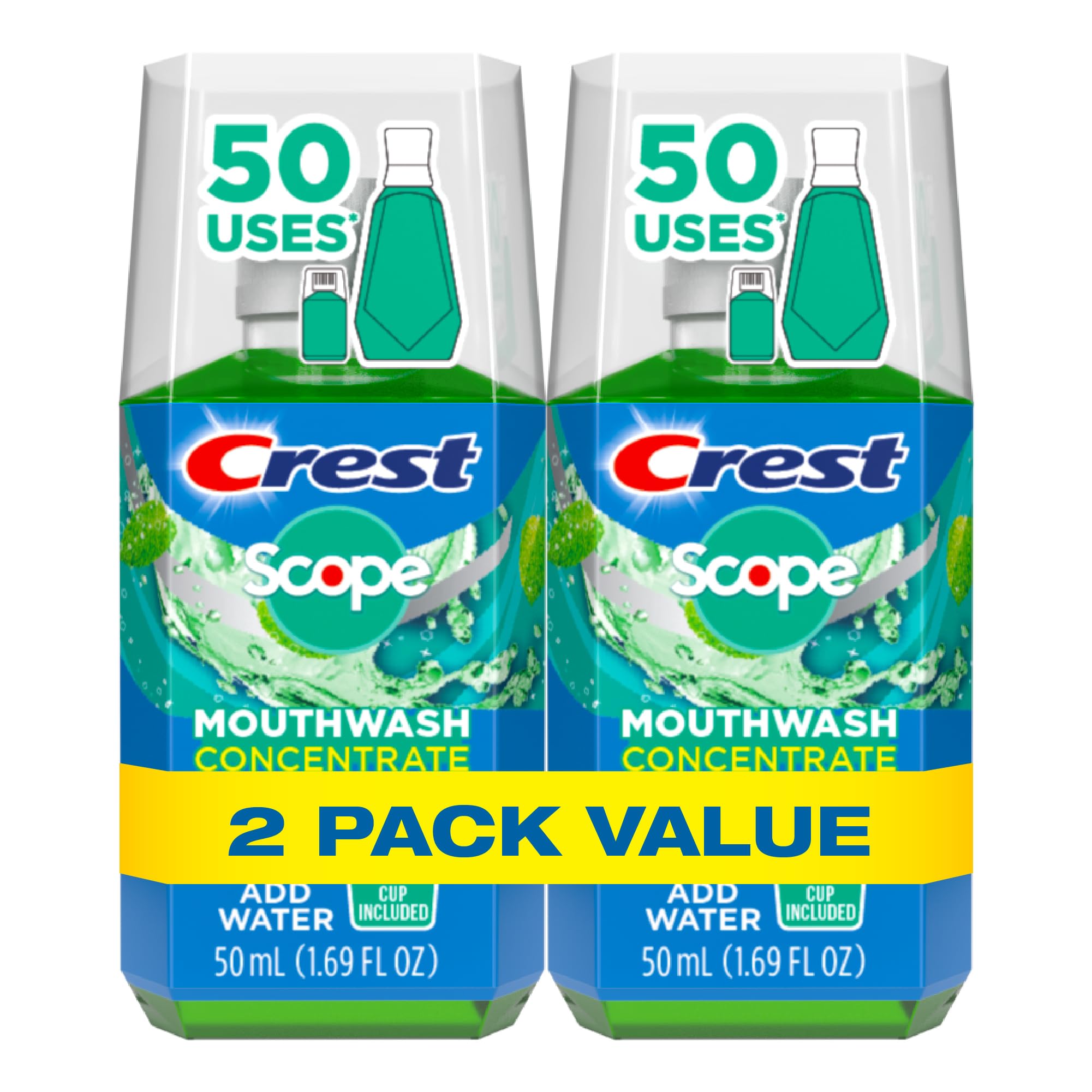 Crest Scope Concentrado 50 ml, doble paquete, para refrescar el aliento diario.