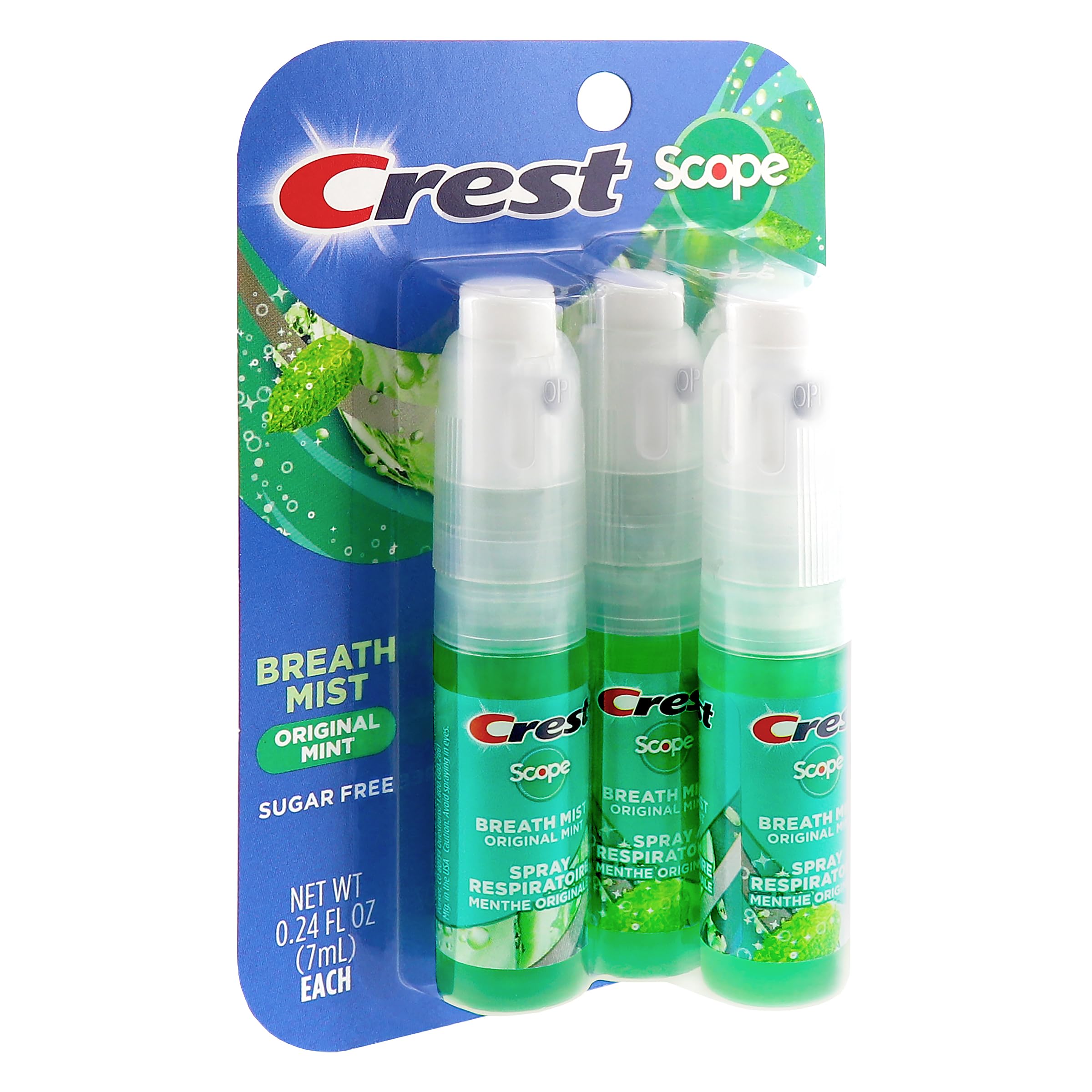 Crest Scope empaque variantes mentolado: opciones de diseño para frescura diaria.