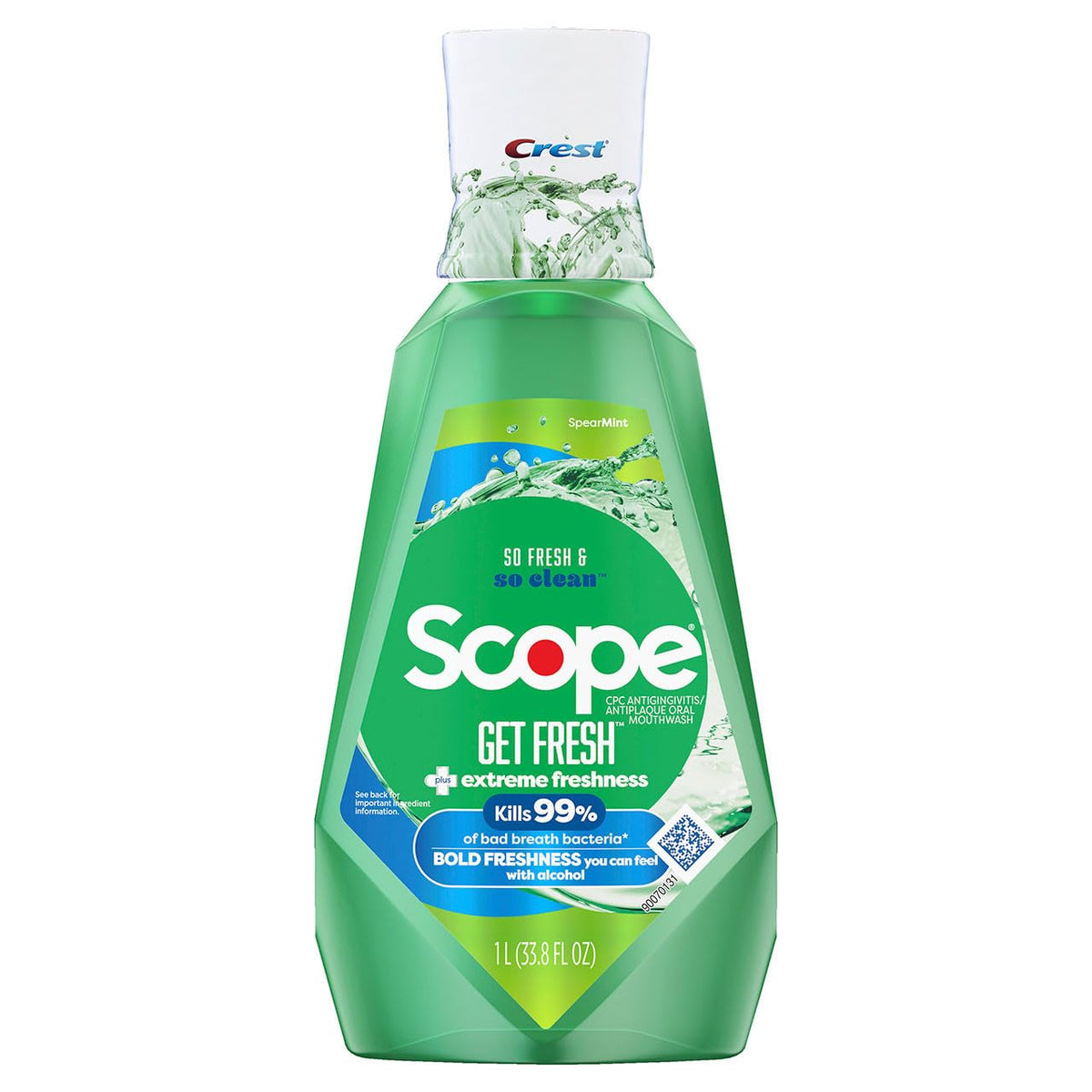 Crest Scope Get Fresh enjuague bucal, botella de 1 L para frescura duradera y cuidado bucal