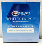 Crest tiras dentales blanqueadoras: empaque compacto para uso diario en casa.