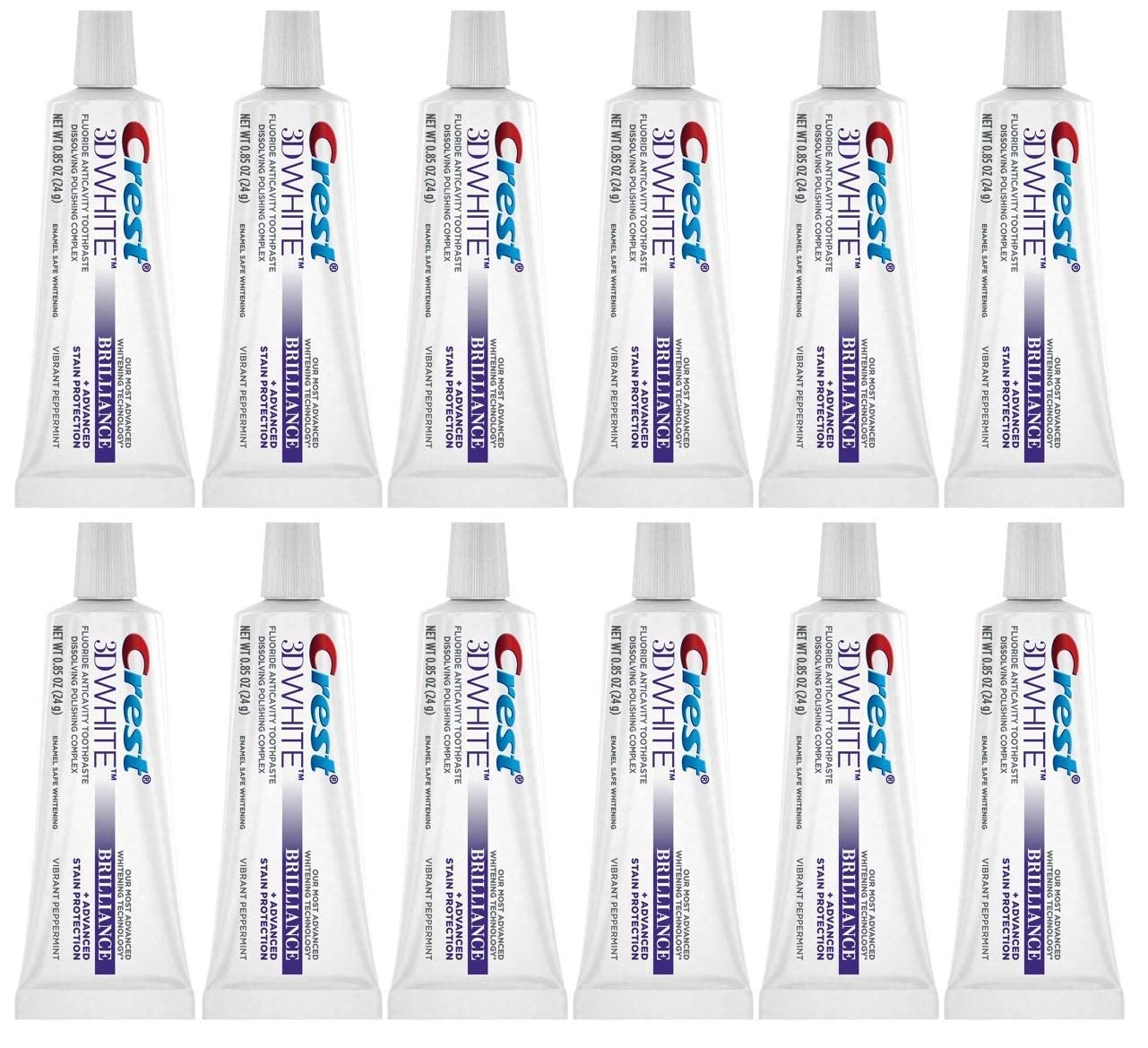 Tubo de Crest 3D White Brilliance con menta vibrante para un blanqueamiento suave