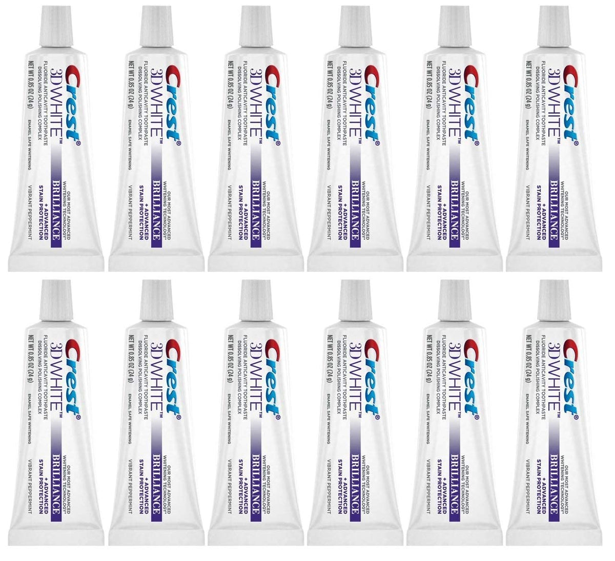 Tubo de Crest 3D White Brilliance con menta vibrante para un blanqueamiento suave