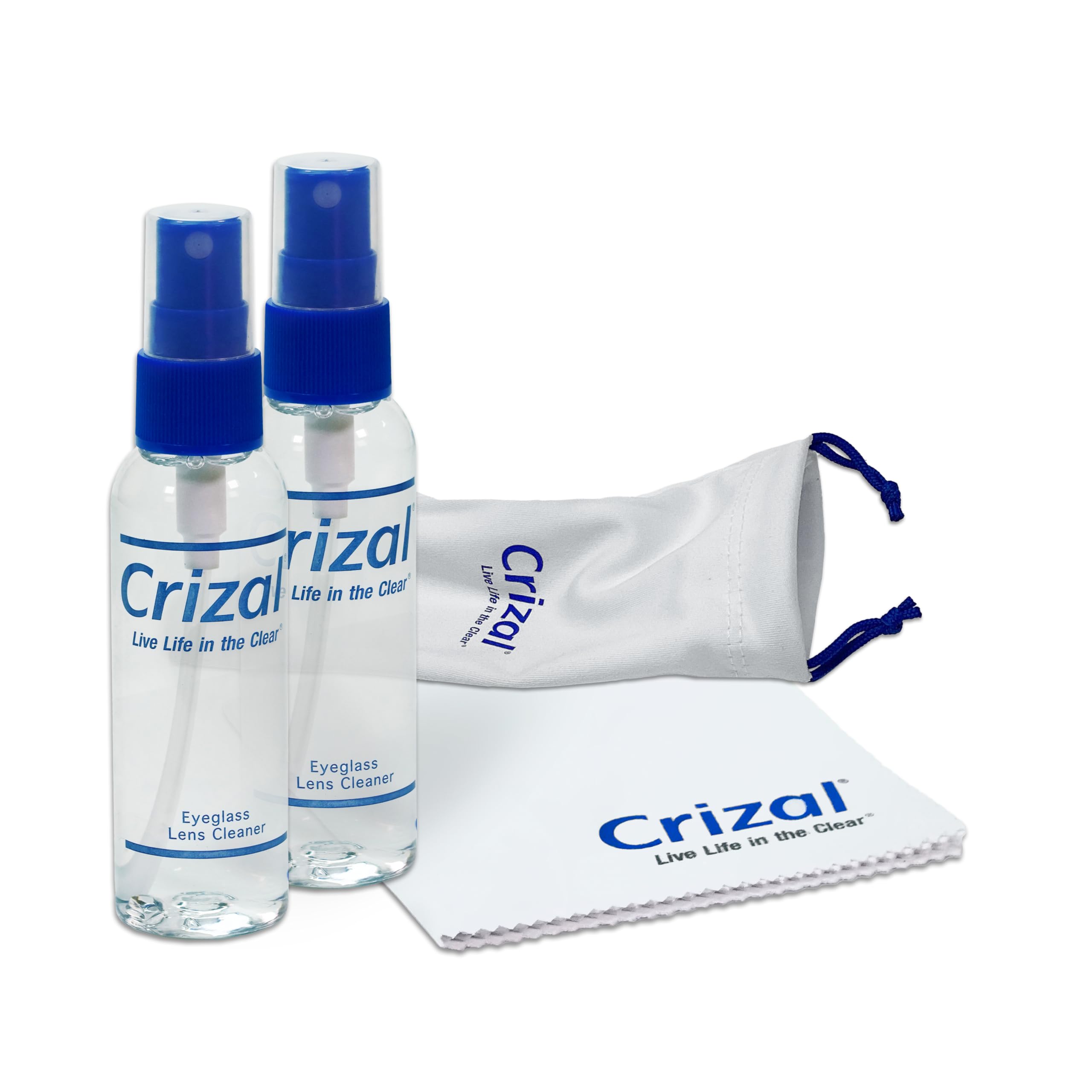 Crizal kit de limpieza para lentes con estuche, facilita una limpieza suave y organizada en casa o viaje.