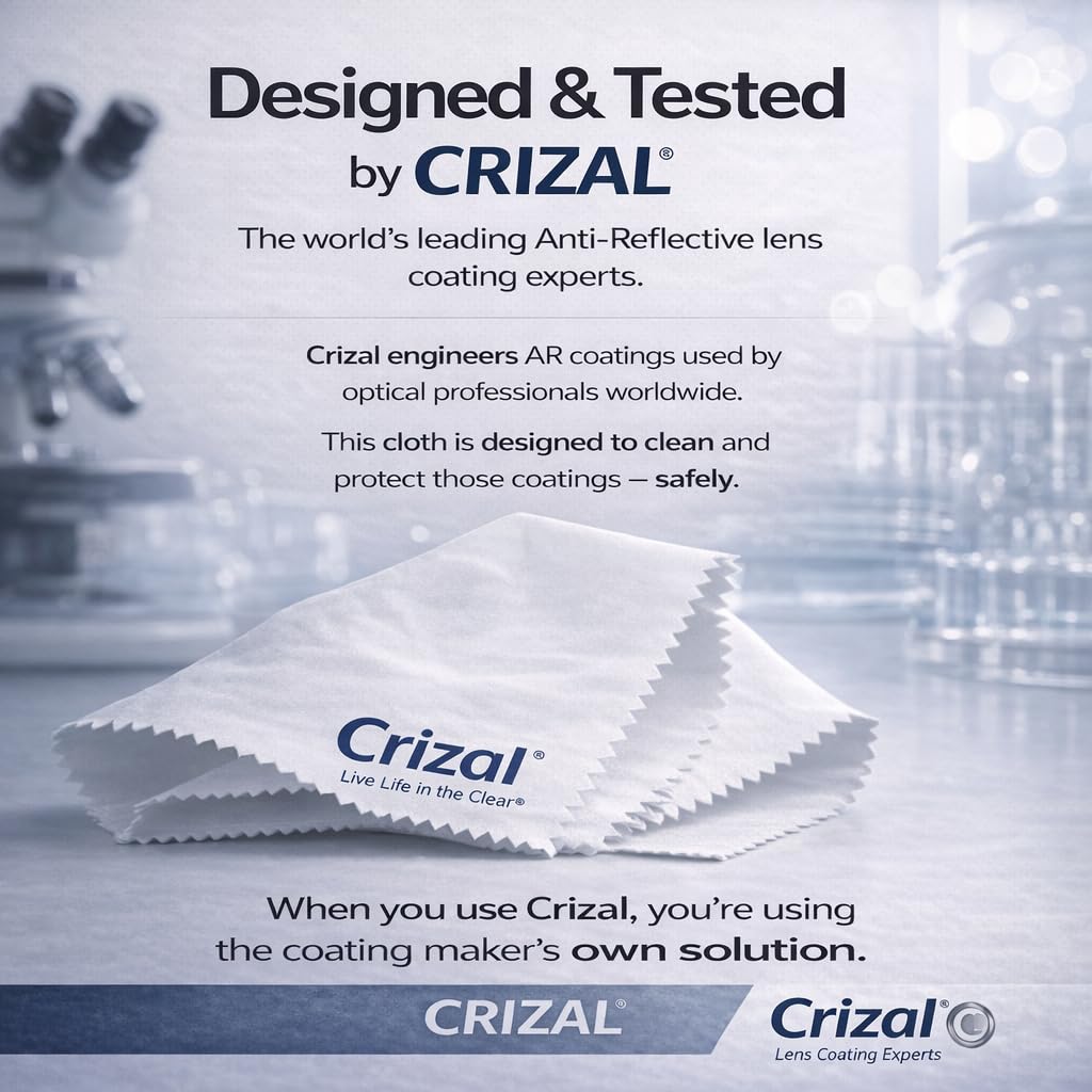 Crizal paño microfibra para lentes AR, protege el recubrimiento.