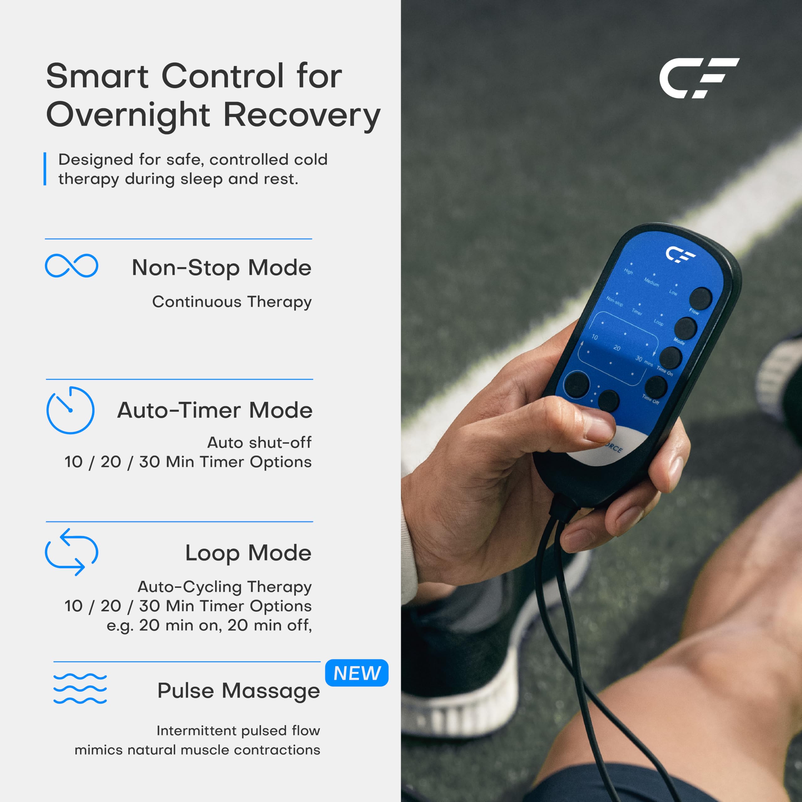 CRYOFORCE CF-1: reservorio de gran capacidad para menos recargas nocturnas.