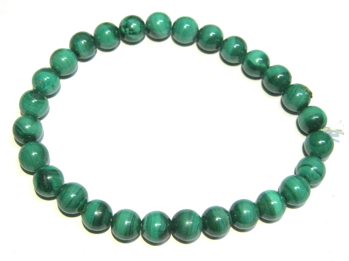 CRYSTALMIRACLE pulsera malaquita bolas 7mm para energía positiva diaria.