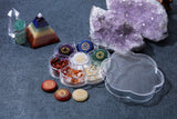 CrystalTears amatista en chakra, ayuda a enfocar y calmar durante la práctica.