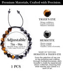 Pulsera Crystery con hematita y ojo de tigre, vista lateral; equilibrio diario y estilo