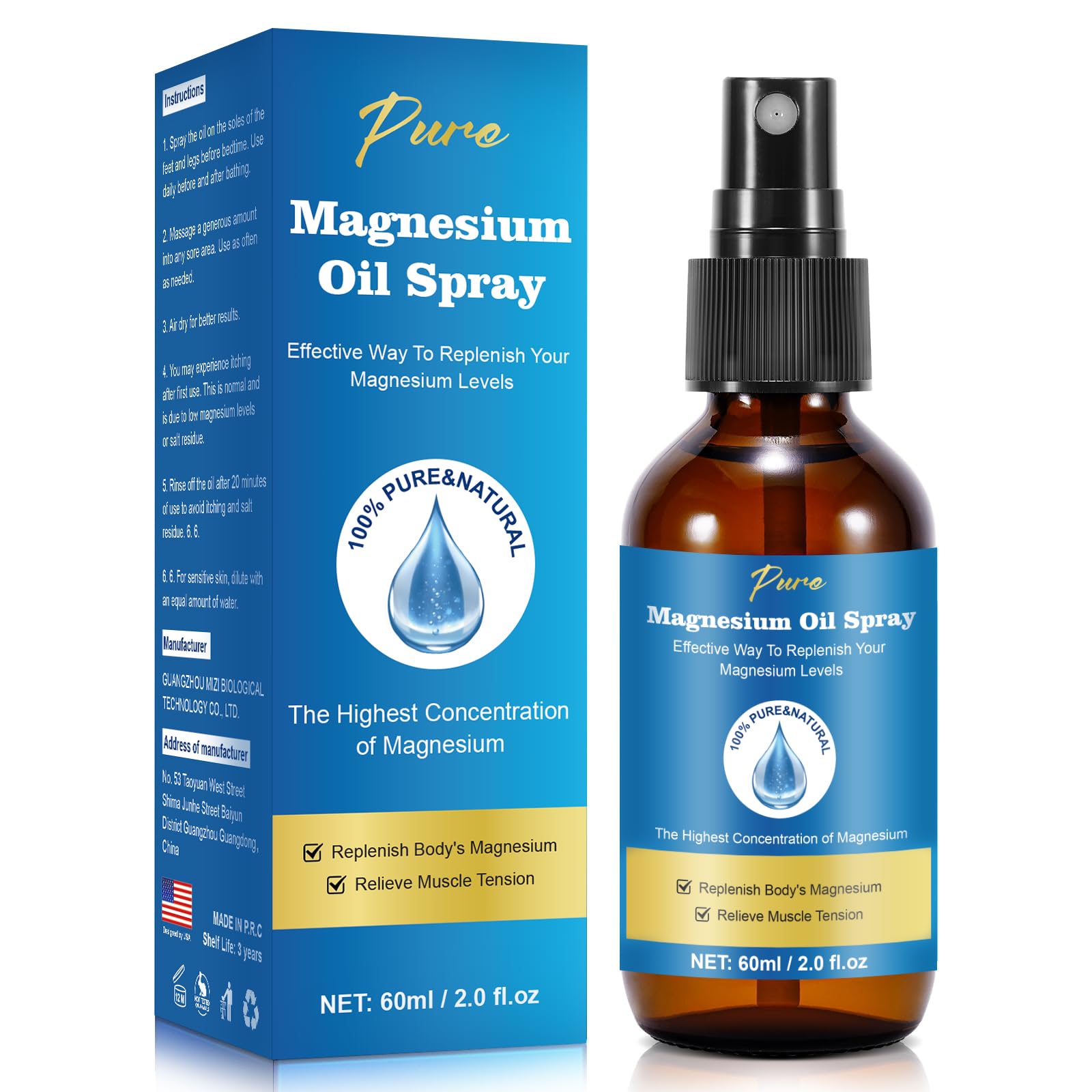 CtoCone spray magnesio puro para uso diario, sensación suave en la piel.
