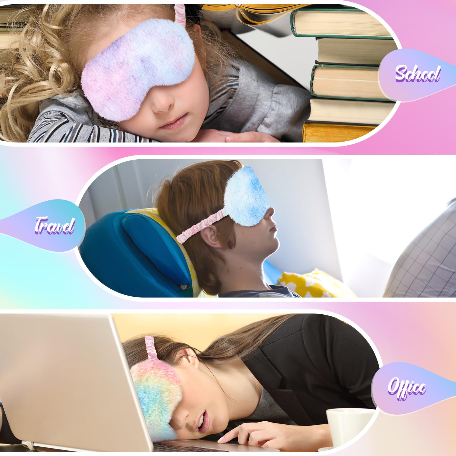 Cuffbow máscara de ojos para viaje, ideal para descanso en aeropuerto.