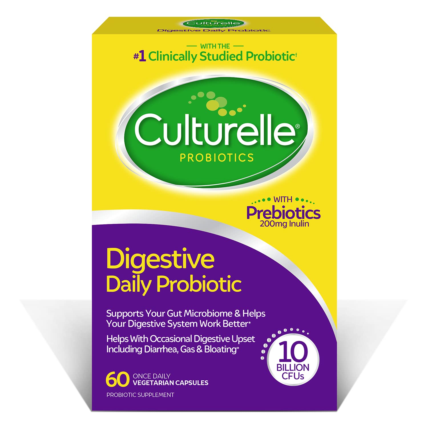Culturelle Probiótico Diario: cápsulas en botella para apoyo digestivo diario.