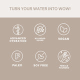 Cure Hydration muestra coco y frutas sabor tropical