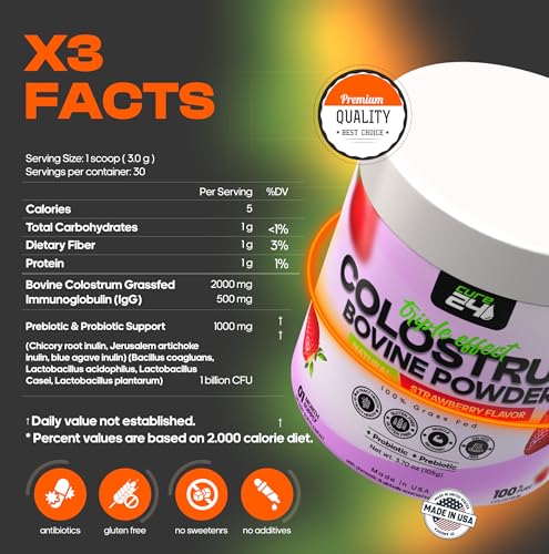Cure24 Colostro Bovino X3 polvo con cuchara para medir dosis