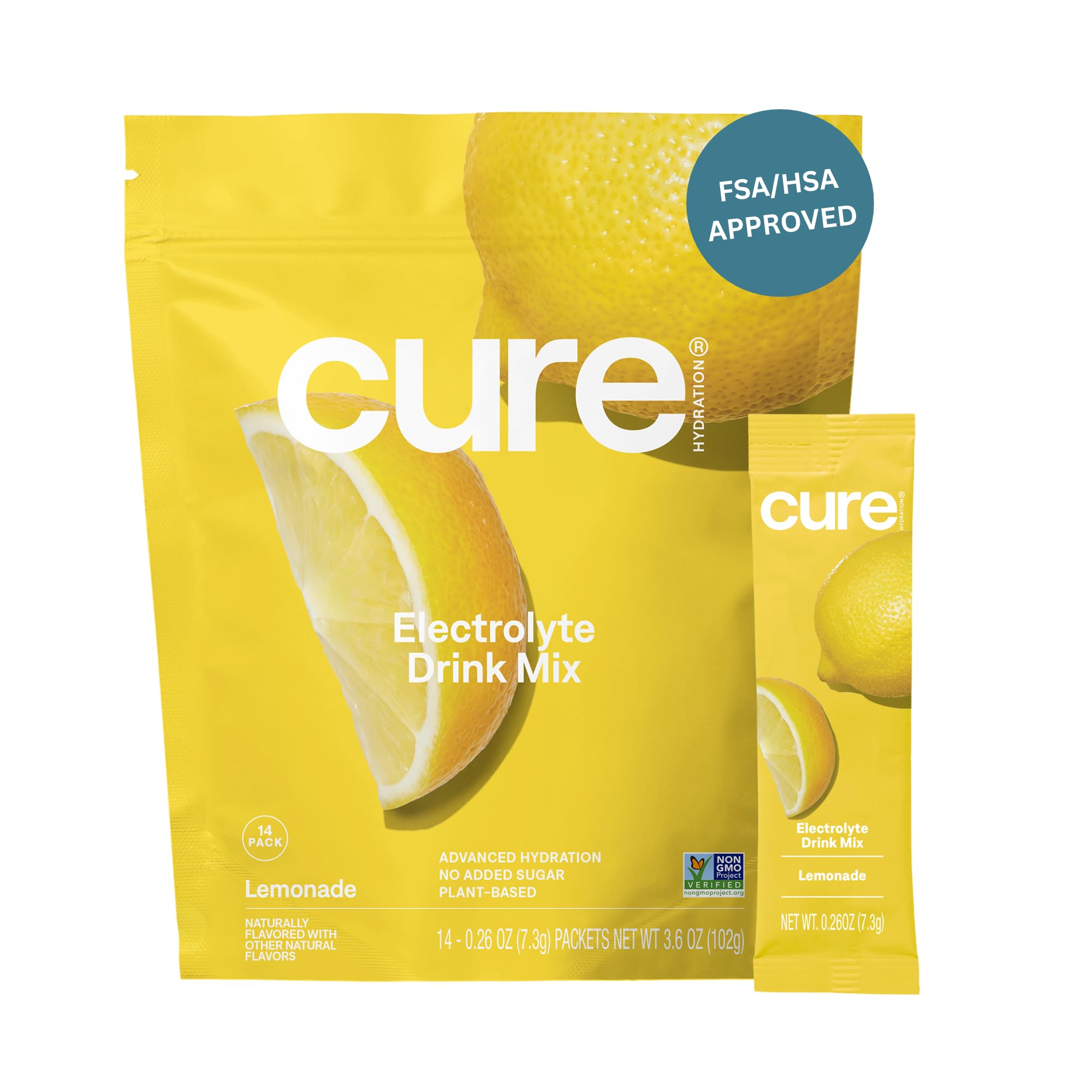 Cure Hydration, bolsa de 14 sobres limón, hidratación rápida para entrenamientos.