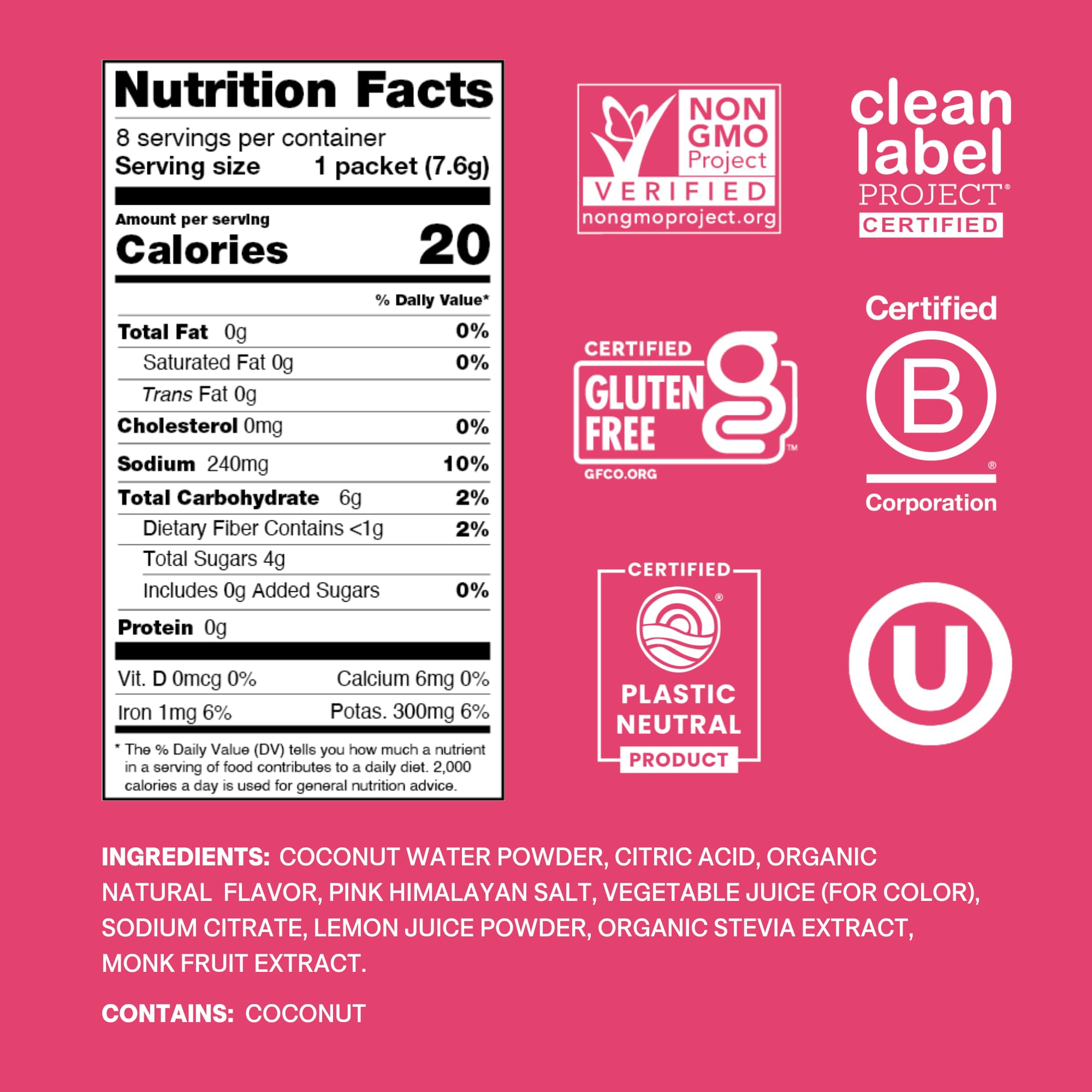 Empaque de Cure Hydration con 8 sobres para viajar y usar.