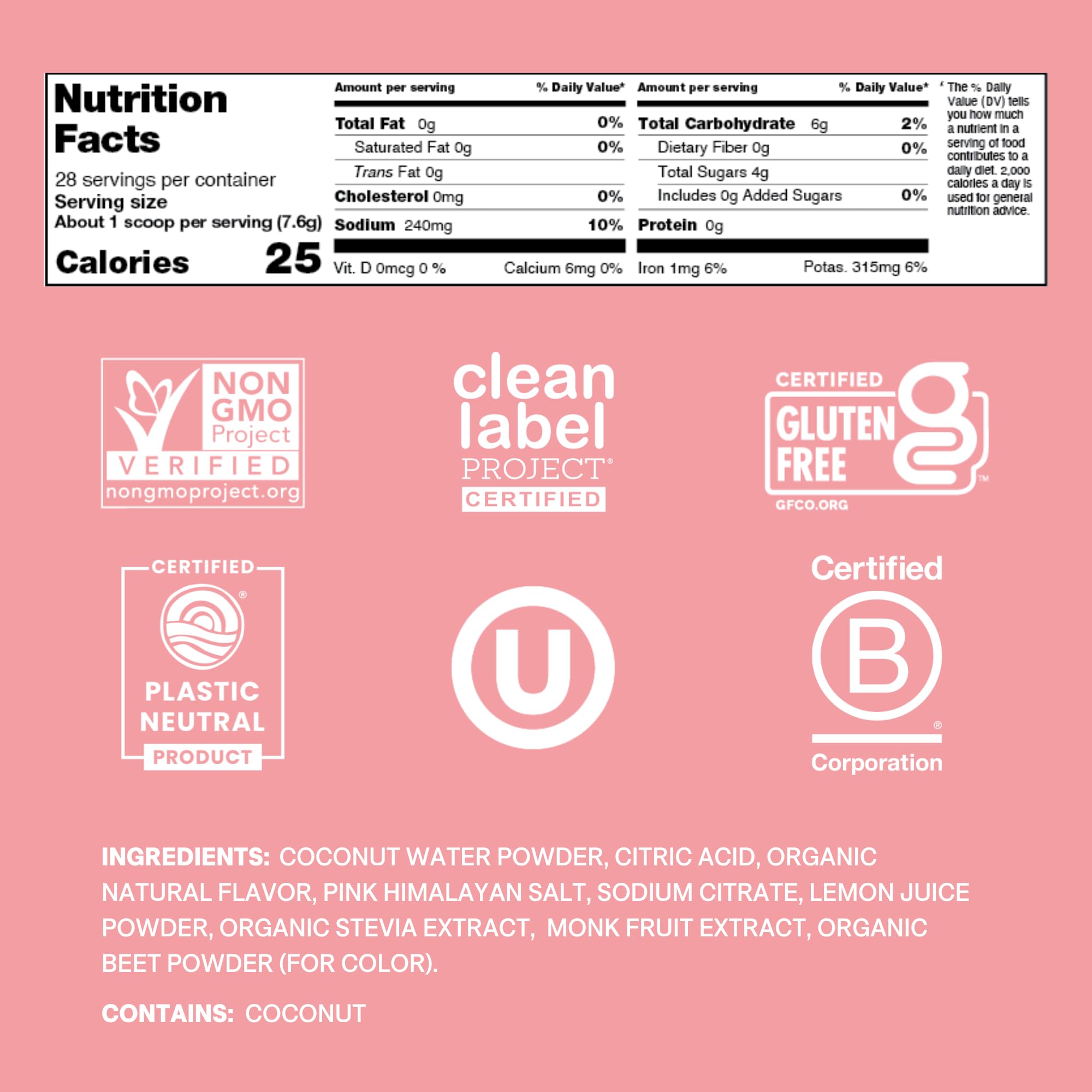 Etiqueta Cure Hydration sin azúcar añadida, opción natural y ligera