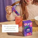 Cure Hydration instrucciones simples de mezcla con agua para ninos