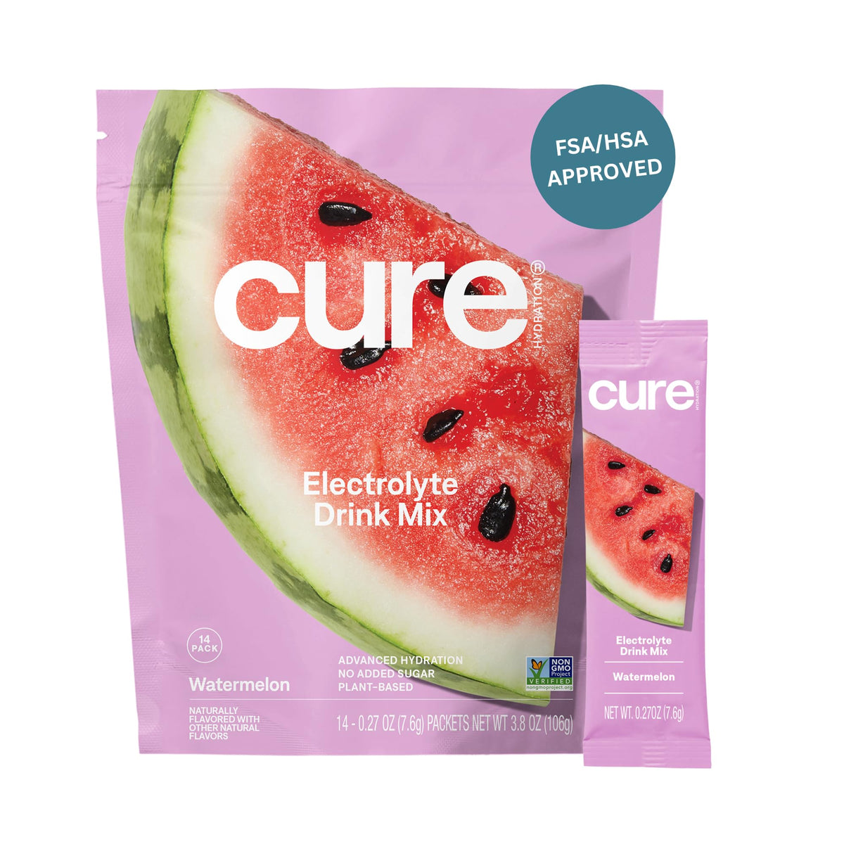 Cure Hydration paquete sabor sandía para hidratación natural