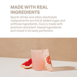 Cure Hydration: sin edulcorantes artificiales para opción natural.