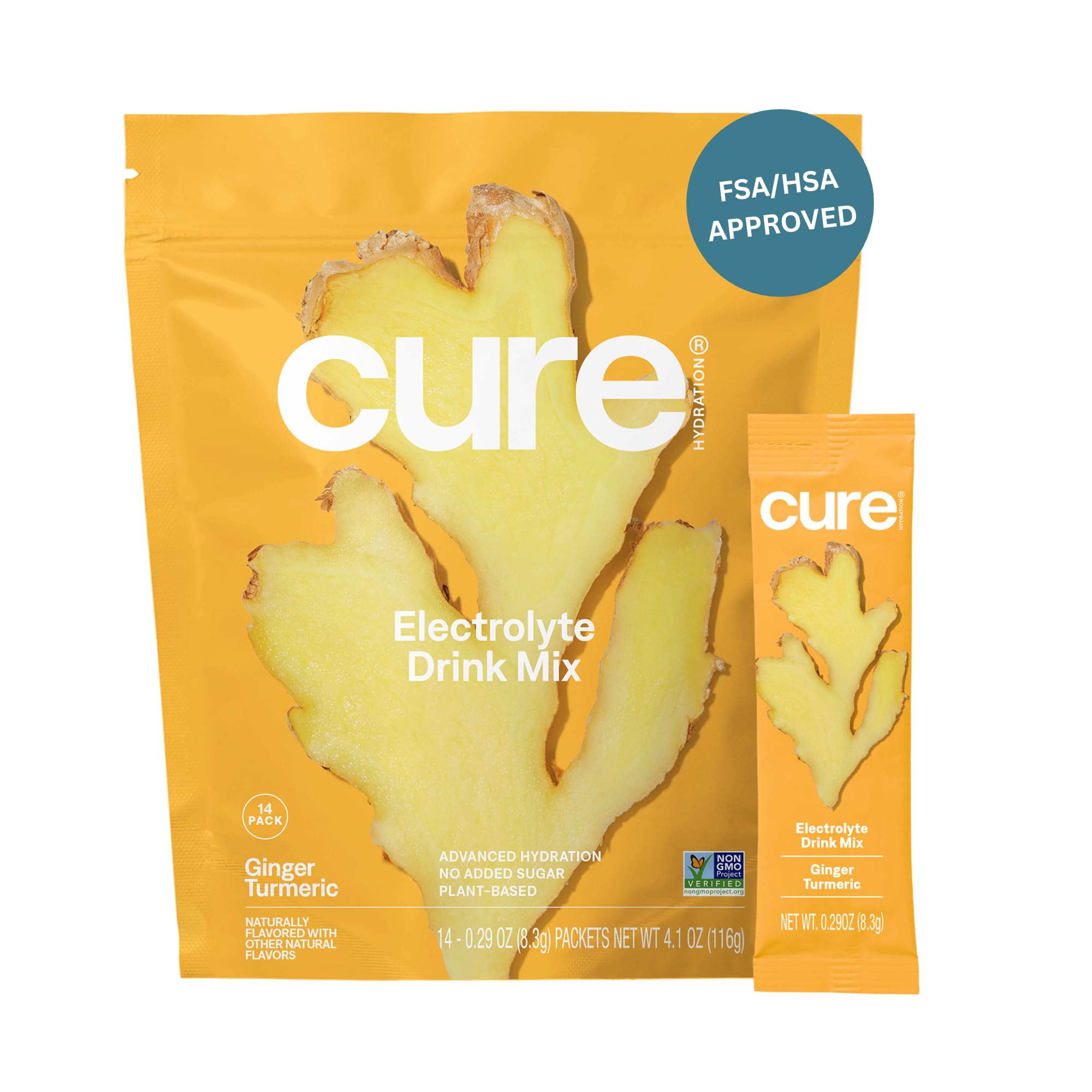 Cure Hydration sobres jengibre cúrcuma para rehidratar electrolitos naturales
