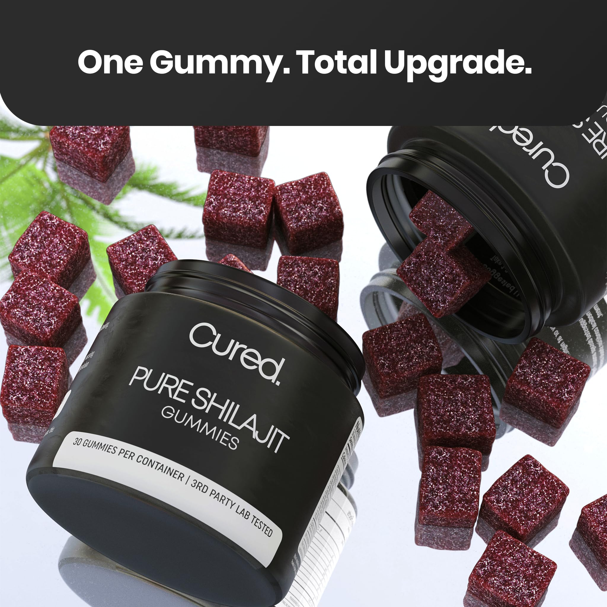 Gomitas Shilajit Cured en envase práctico para consumo diario.