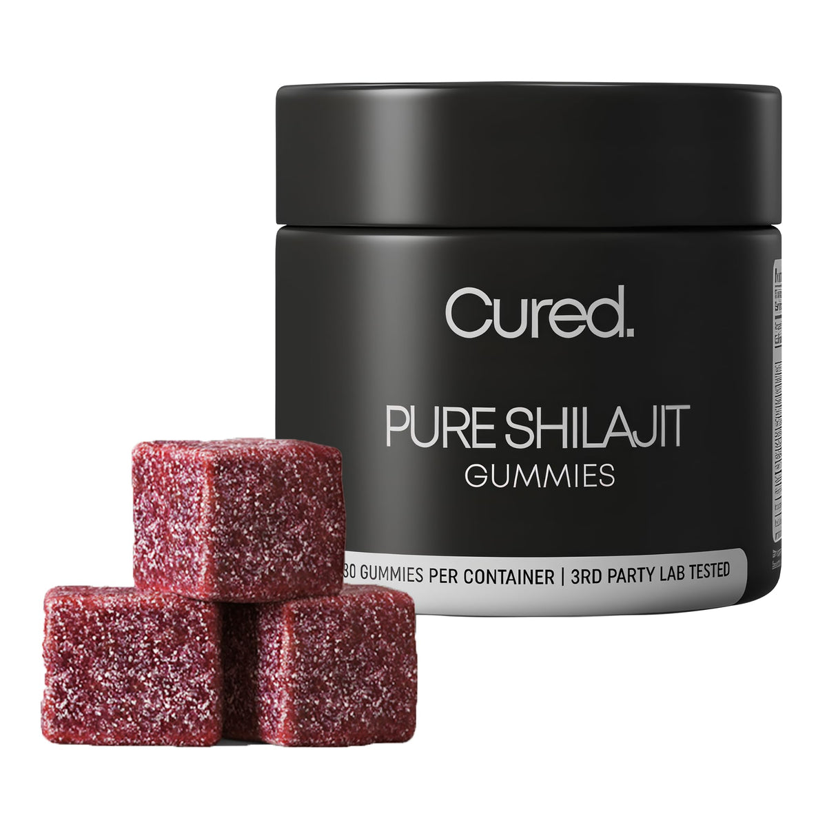 Gomitas Shilajit de Cured en botella para energía diaria y vitalidad.