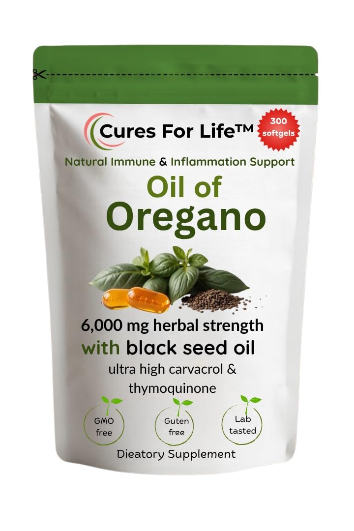 Cures For Life imagen de orégano salvaje y semilla negra, ingredientes naturales.