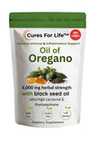 Cures For Life imagen de orégano salvaje y semilla negra, ingredientes naturales.