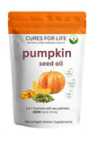 Cures For Life: botella de aceite de semilla de calabaza con Saw Palmetto, apoyo prostático
