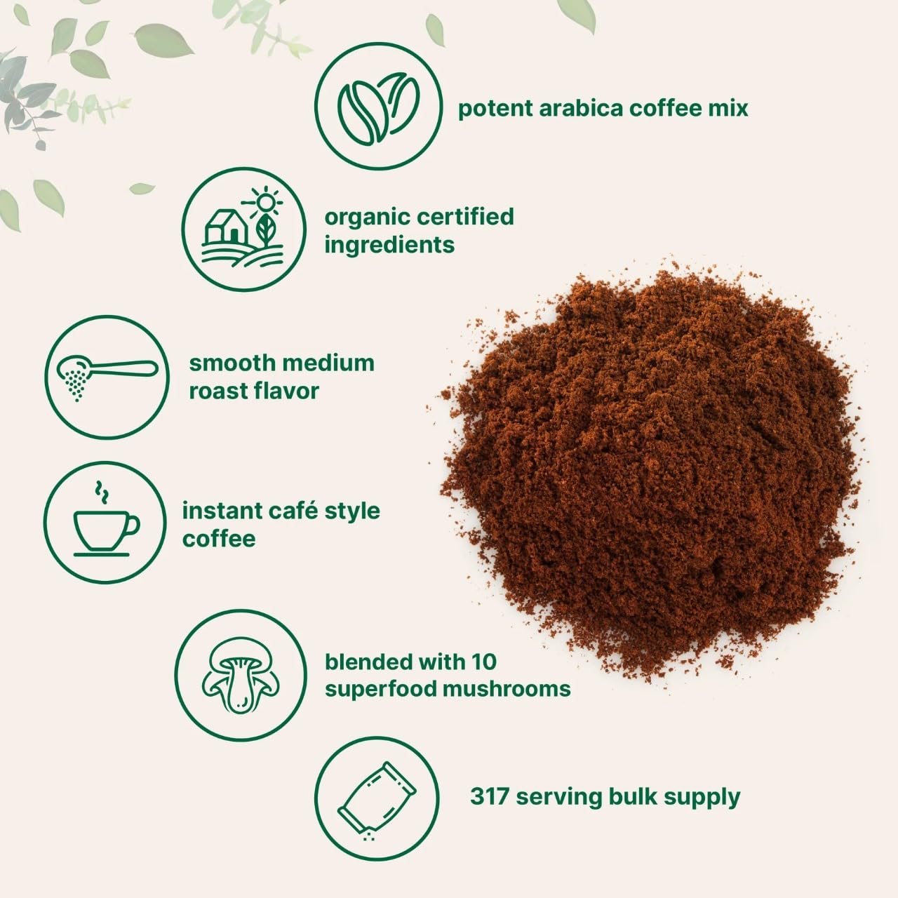Cures For Life: setas cola de pavo en café, apoyo diario para inmunidad.