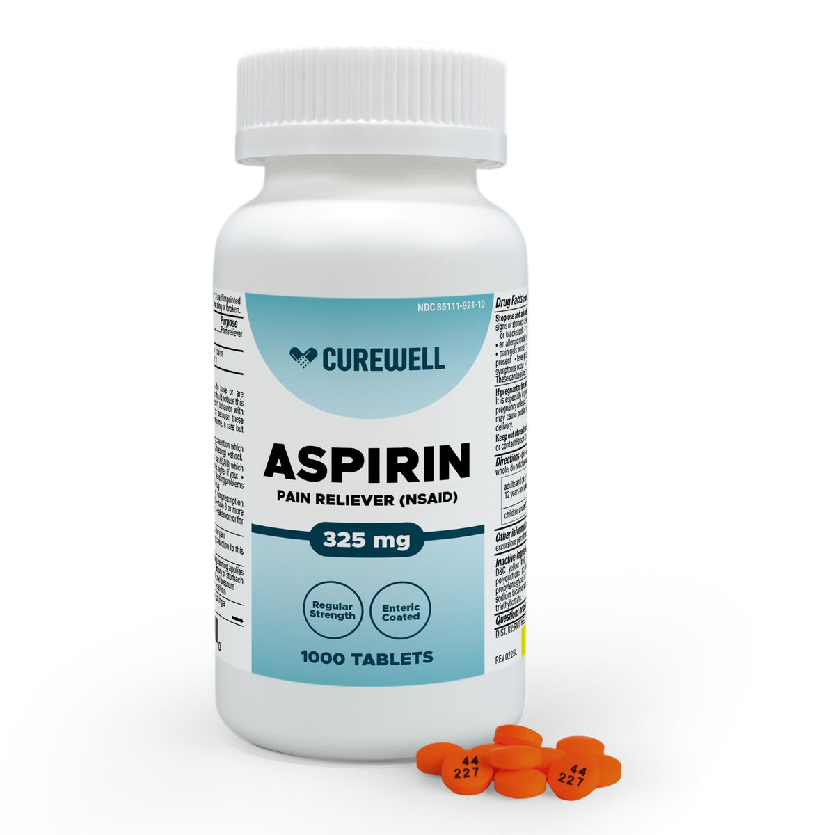 CUREWELL aspirina entérica en tableta de 325 mg para alivio diario