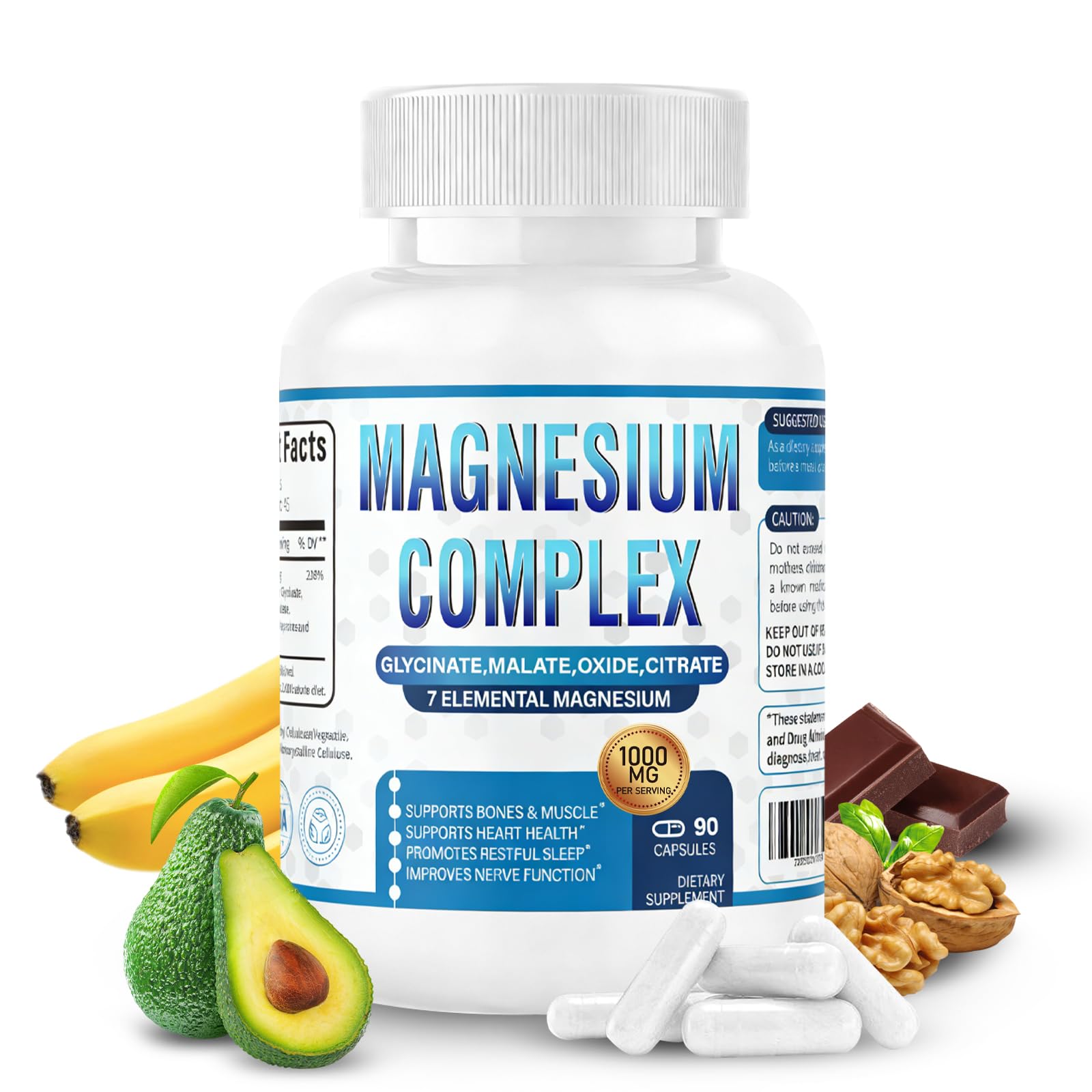CURIPLAYA Magnesio Complejo: botella de cápsulas para absorción fácil y soporte muscular
