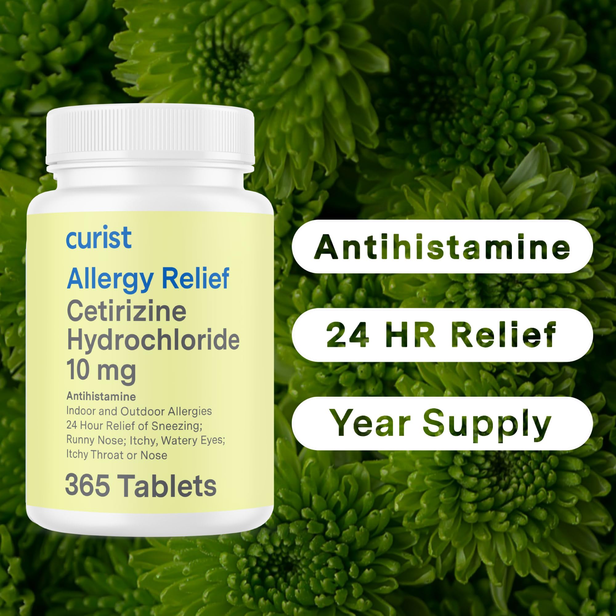 Curist Cetirizina etiqueta visible, precio asequible para alergias.
