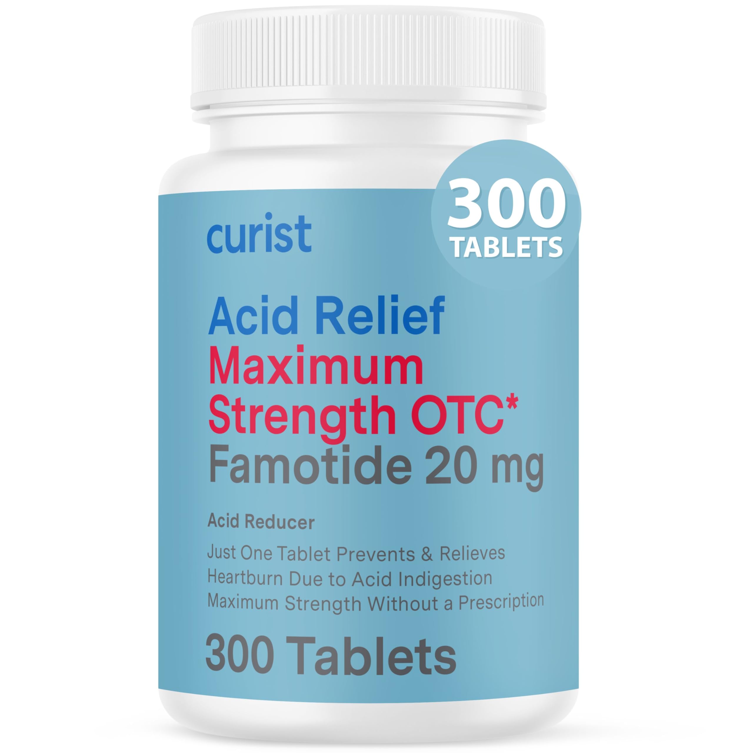 Curist Famotidina 20 mg: paquete de 300 tabletas en caja para alivio del reflujo