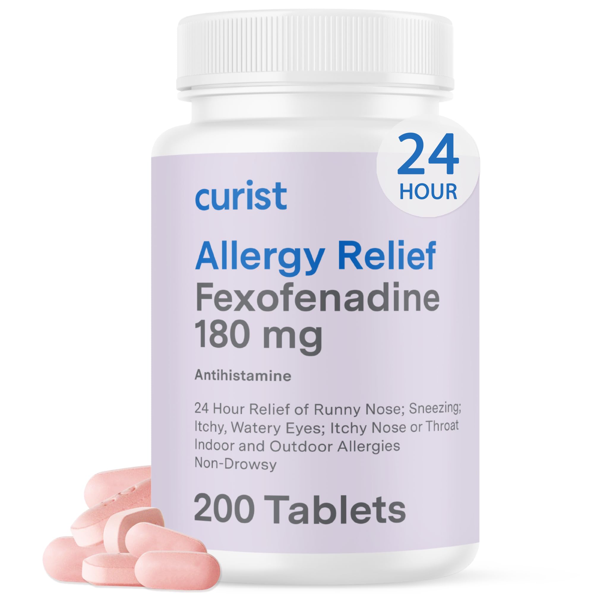 Curist fexofenadina 180 mg en caja con 200 tabletas para uso diario