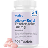 Curist fexofenadina 180 mg, caja de 300 tabletas, alivio continuo de alergia 24 horas.