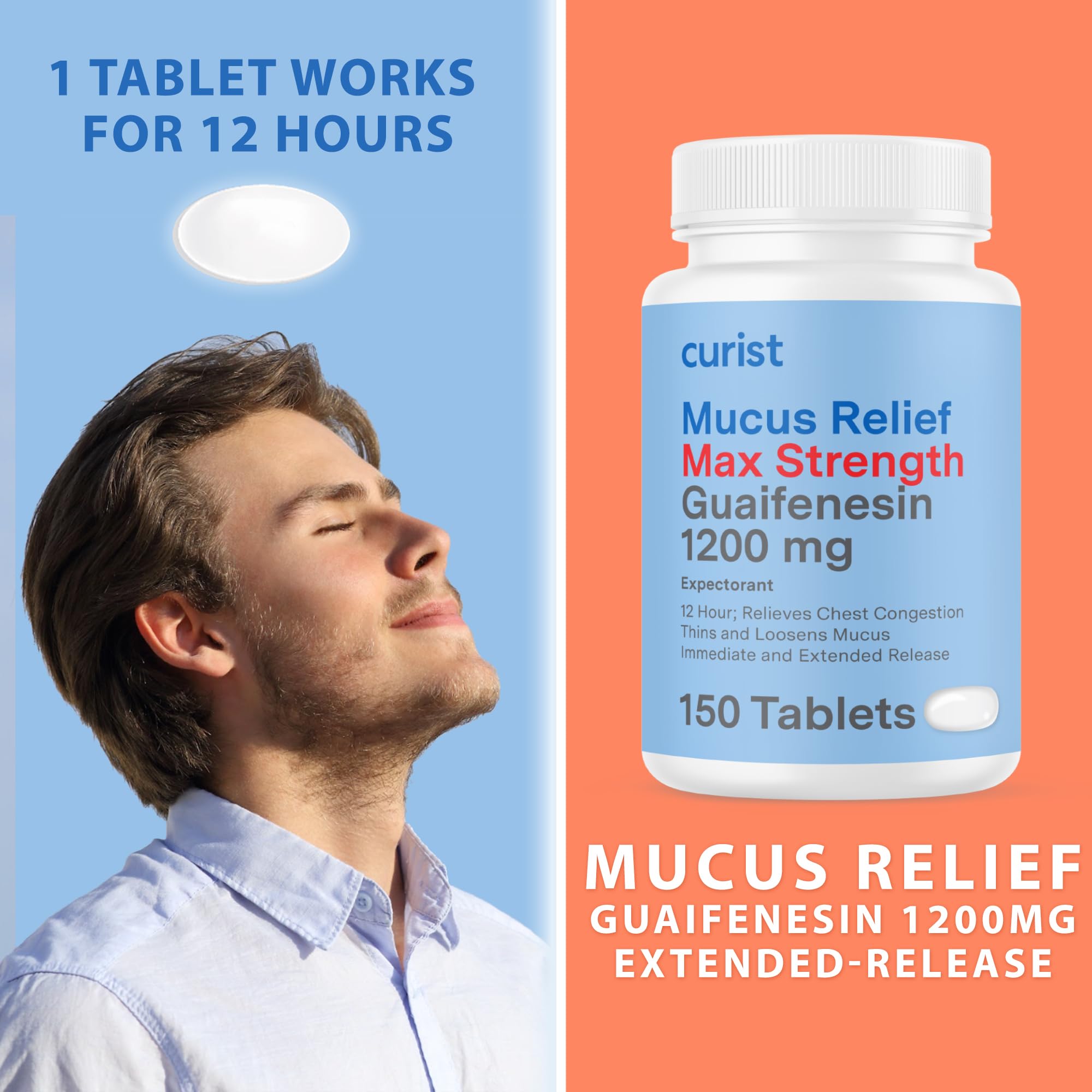 Curist Guaifenesin 1200 mg: caja original para almacenamiento diario