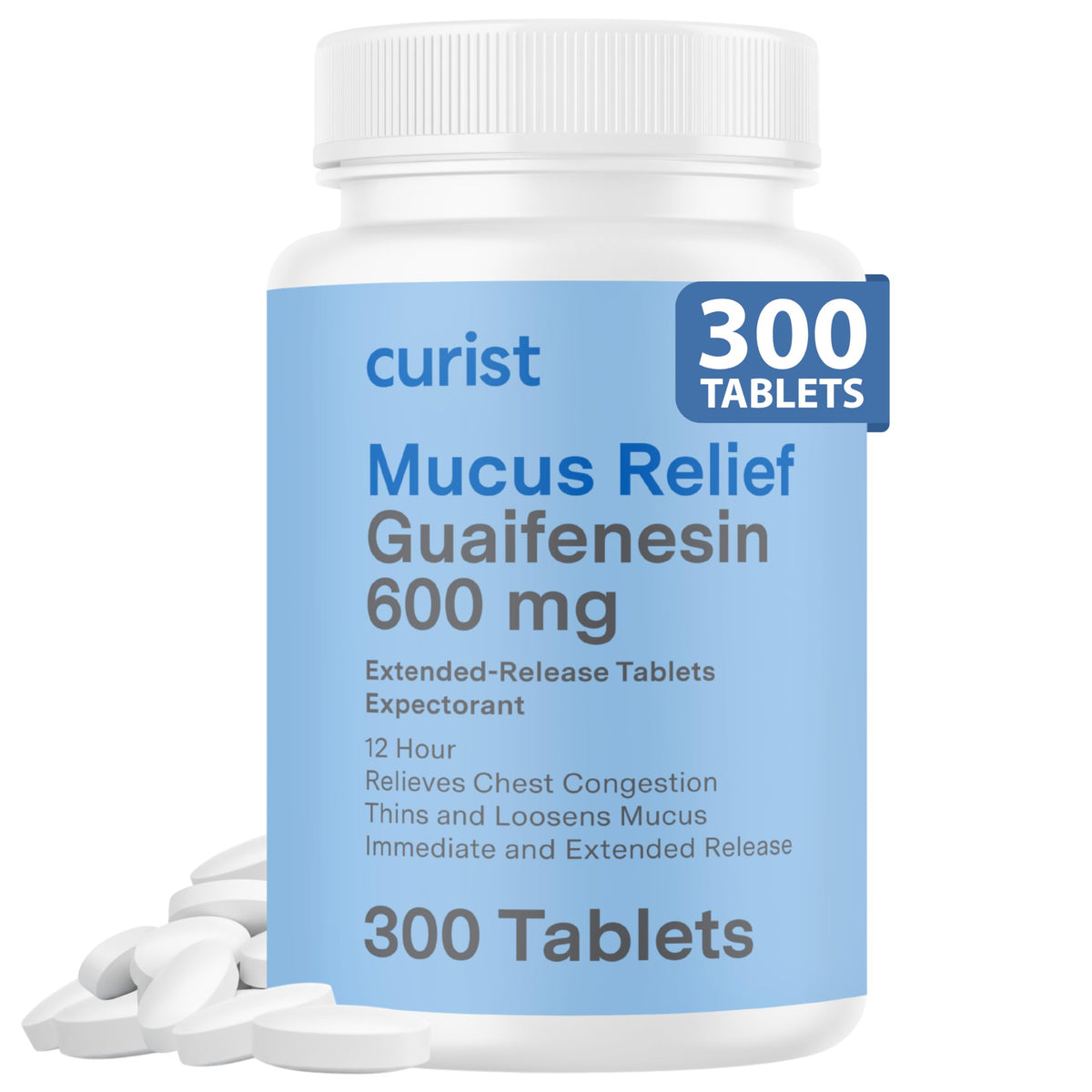 Curist Guaifenesin 600 mg: envase con tabletas para aliviar la mucosidad.