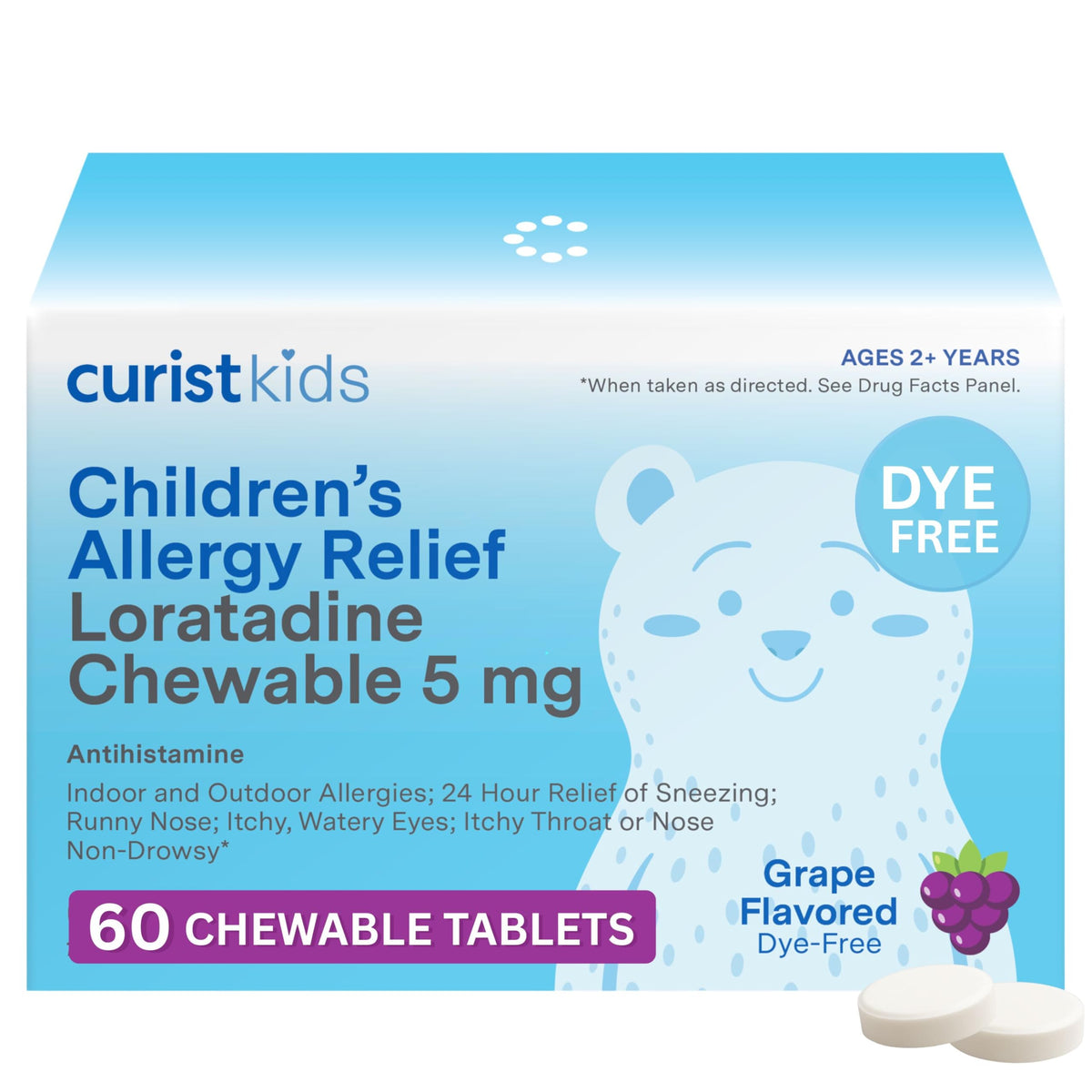Curist niños: botella de medicina para alergias con sabor a uva y alivio diario