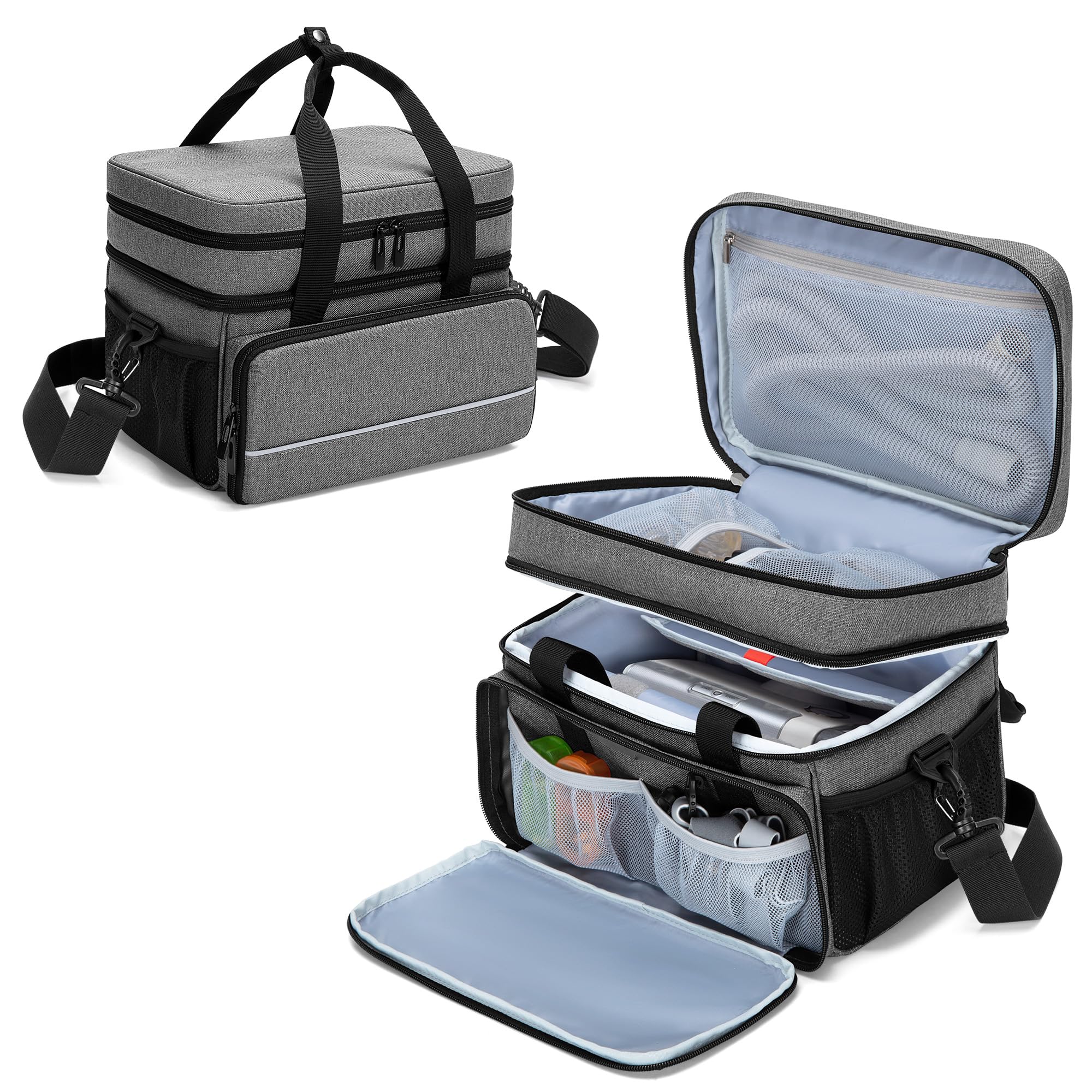 CURMIO Bolsa CPAP, vista exterior; protección duradera para el equipo durante viajes.