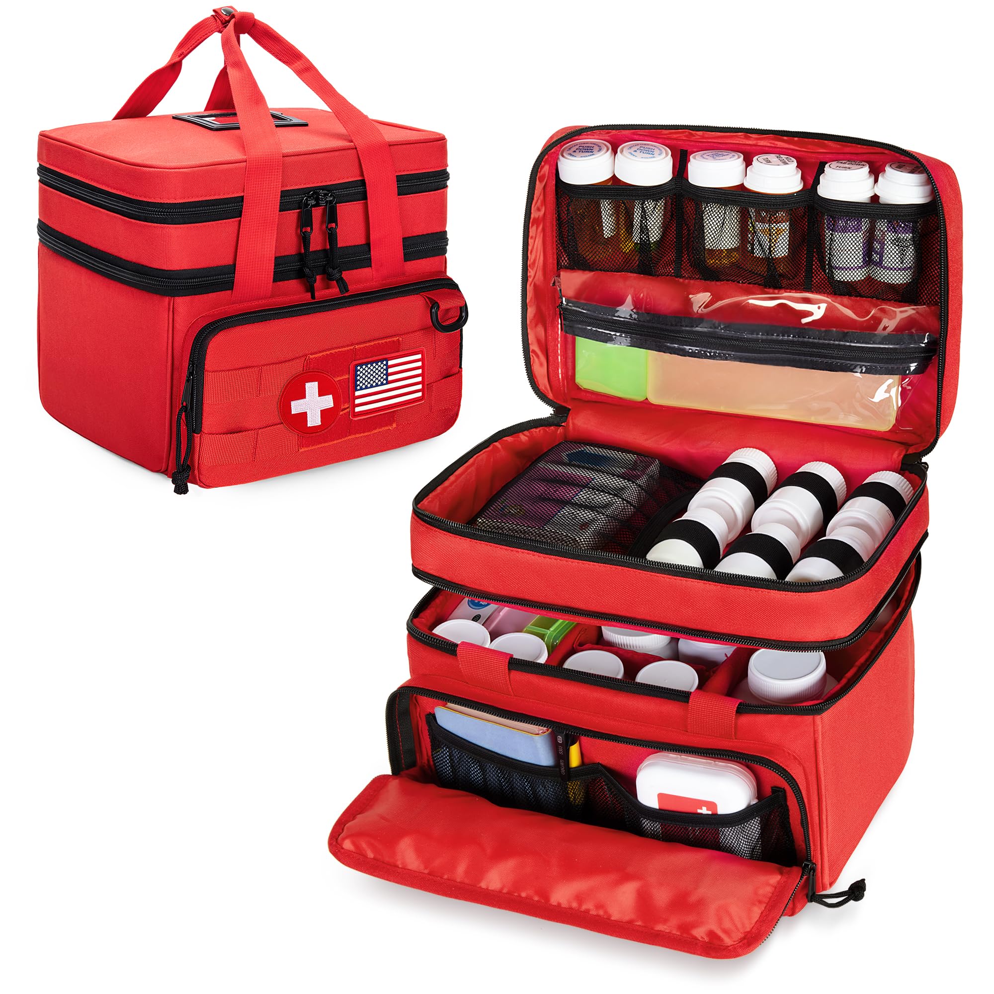 CURMIO organizador táctico de frascos con bolsillo frontal para acceso rápido